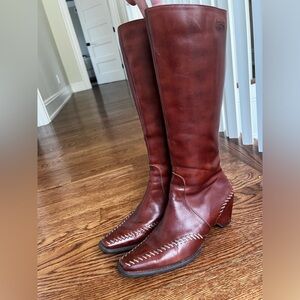 PIKOLINOS Tall Leather Heeled Boots Stitching Sleek Stitched‎ Old Money Rich 36